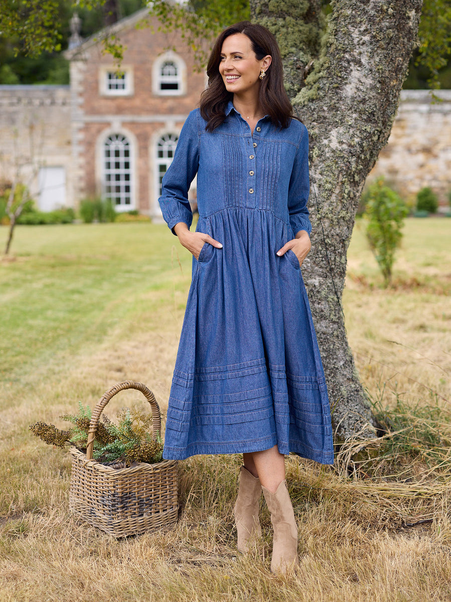 Lara Tuck Detail Denim Dress