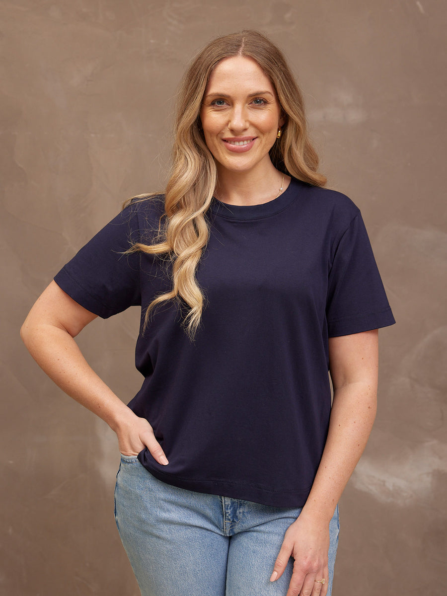 Adele Relaxed Tee - Navy