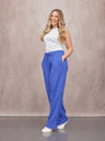Joy Cotton Crinkle Trouser - Cobalt Blue