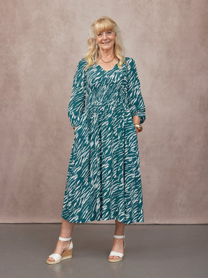 _0009s_0019_C24-Maddie-V-Neck-Long-Sleeve-Dress-Abstract-Animal-Green-and-Ecru-Print-CUSTOMER-04.jpg