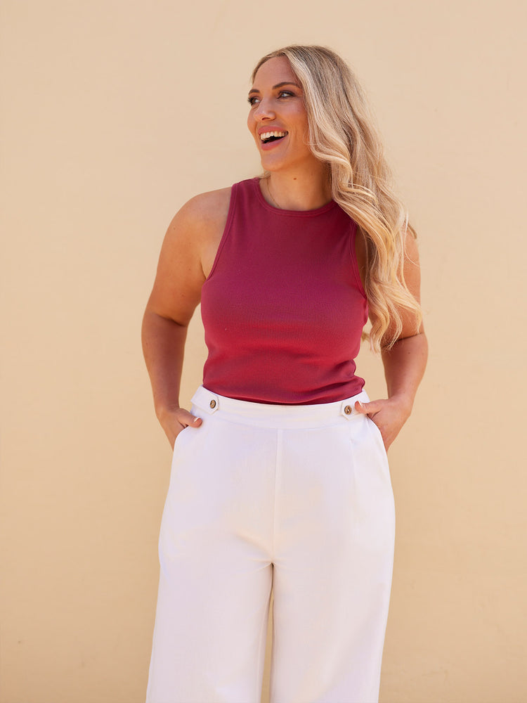 Heather Button Front Trouser