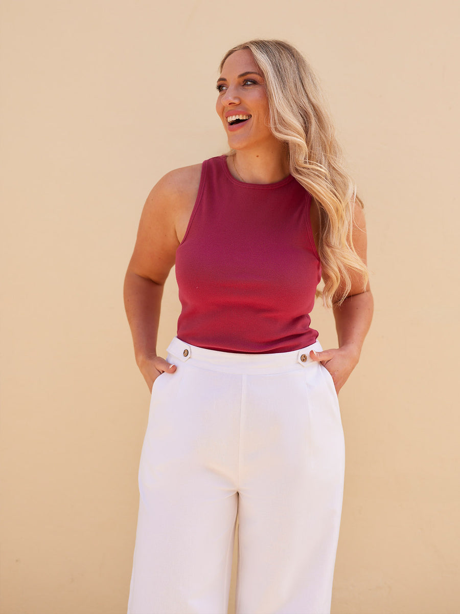 Heather Button Front Trouser