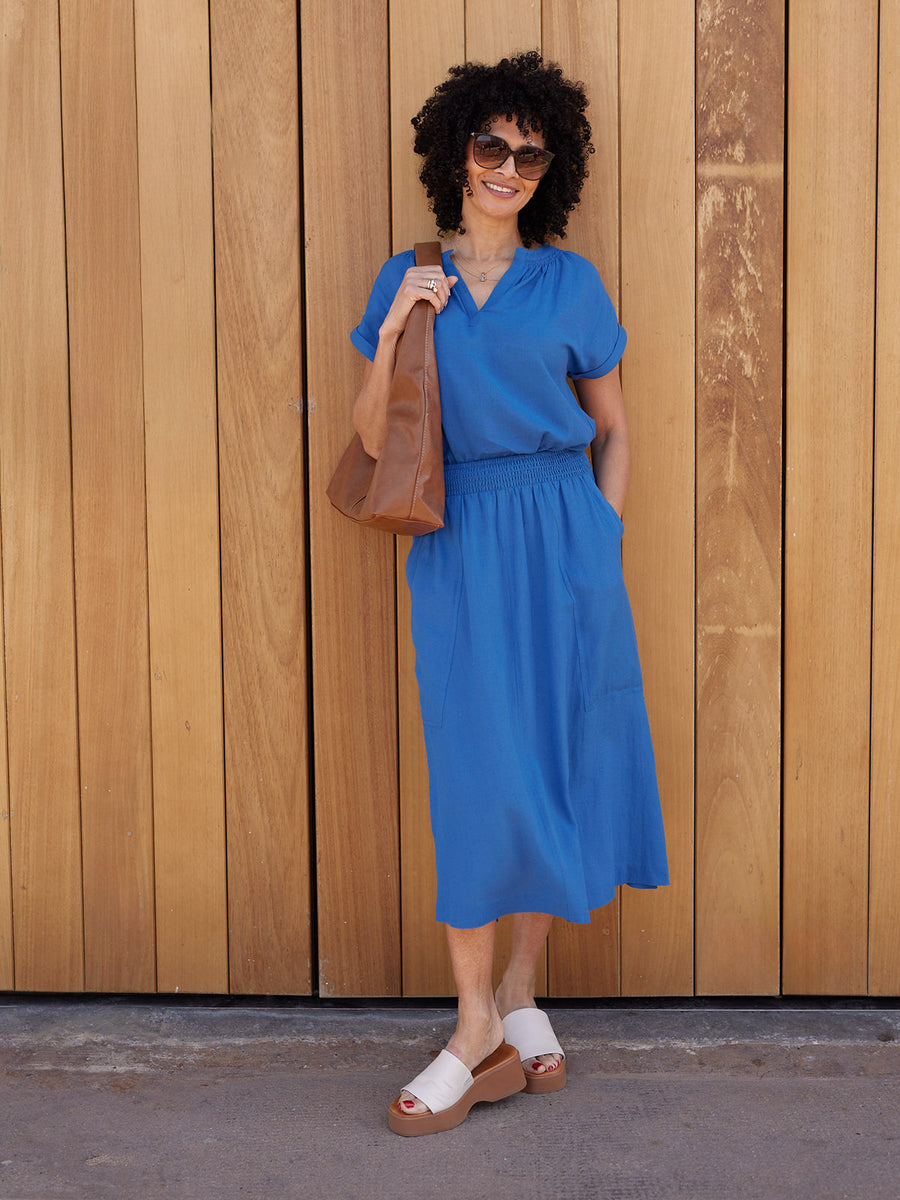 Julie Pocket Front Linen Skirt