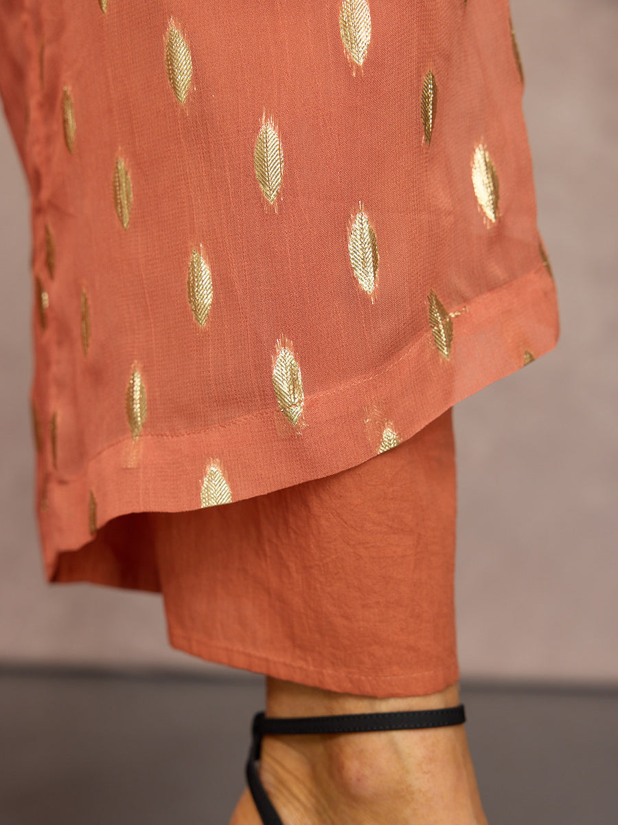 Shelly V-Neck Lurex Jumpsuit - Cinnamon & Gold