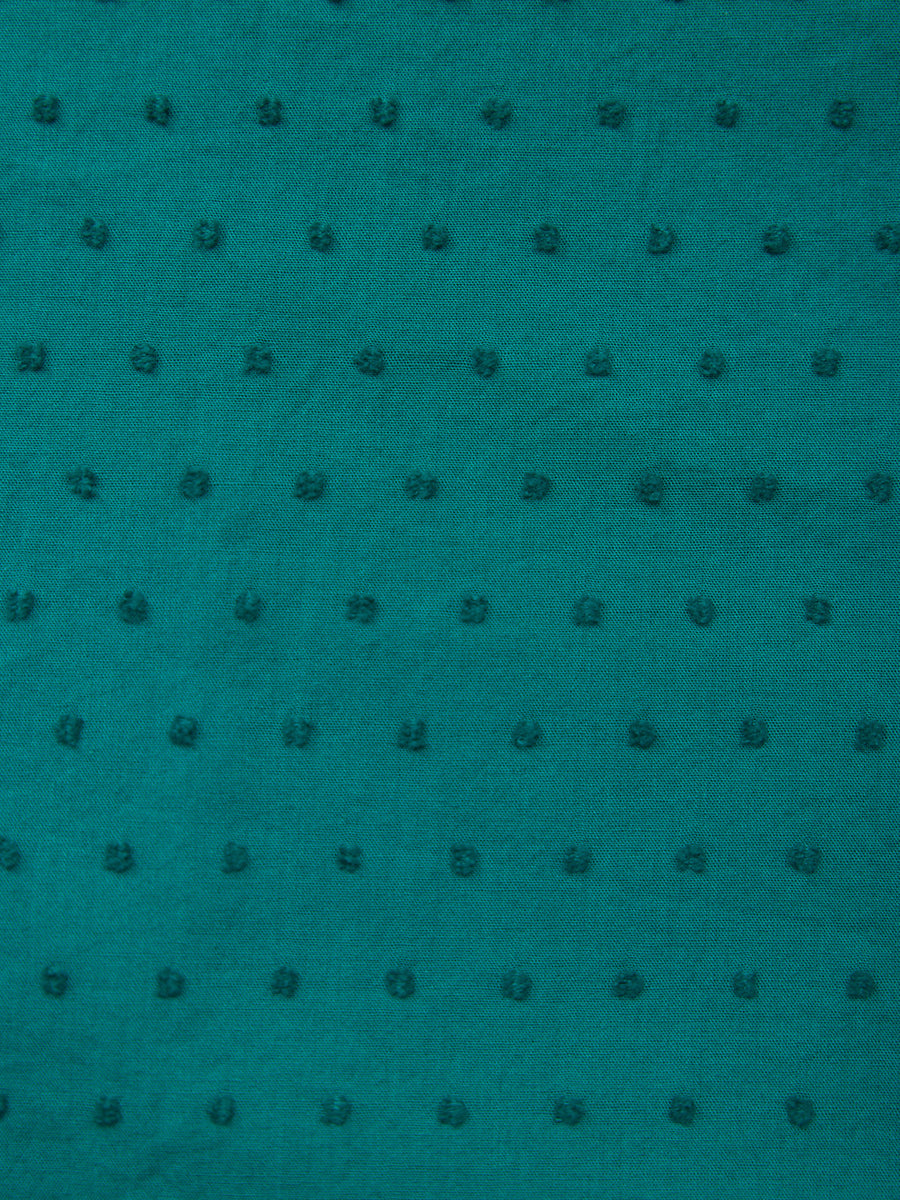 Luisa Swiss Dot Cotton Trim Detail Dress - Teal