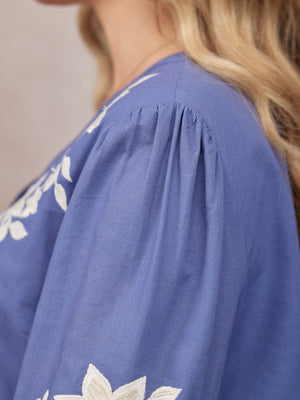 Frankie Embroidered Top - Blue