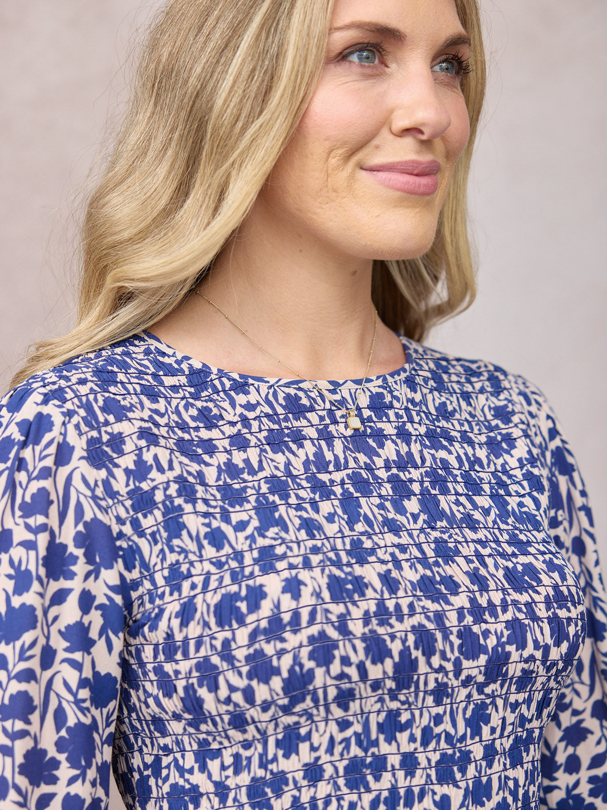 Jenny Shirred Bodice Dress - Navy Shadow Floral Print – This is