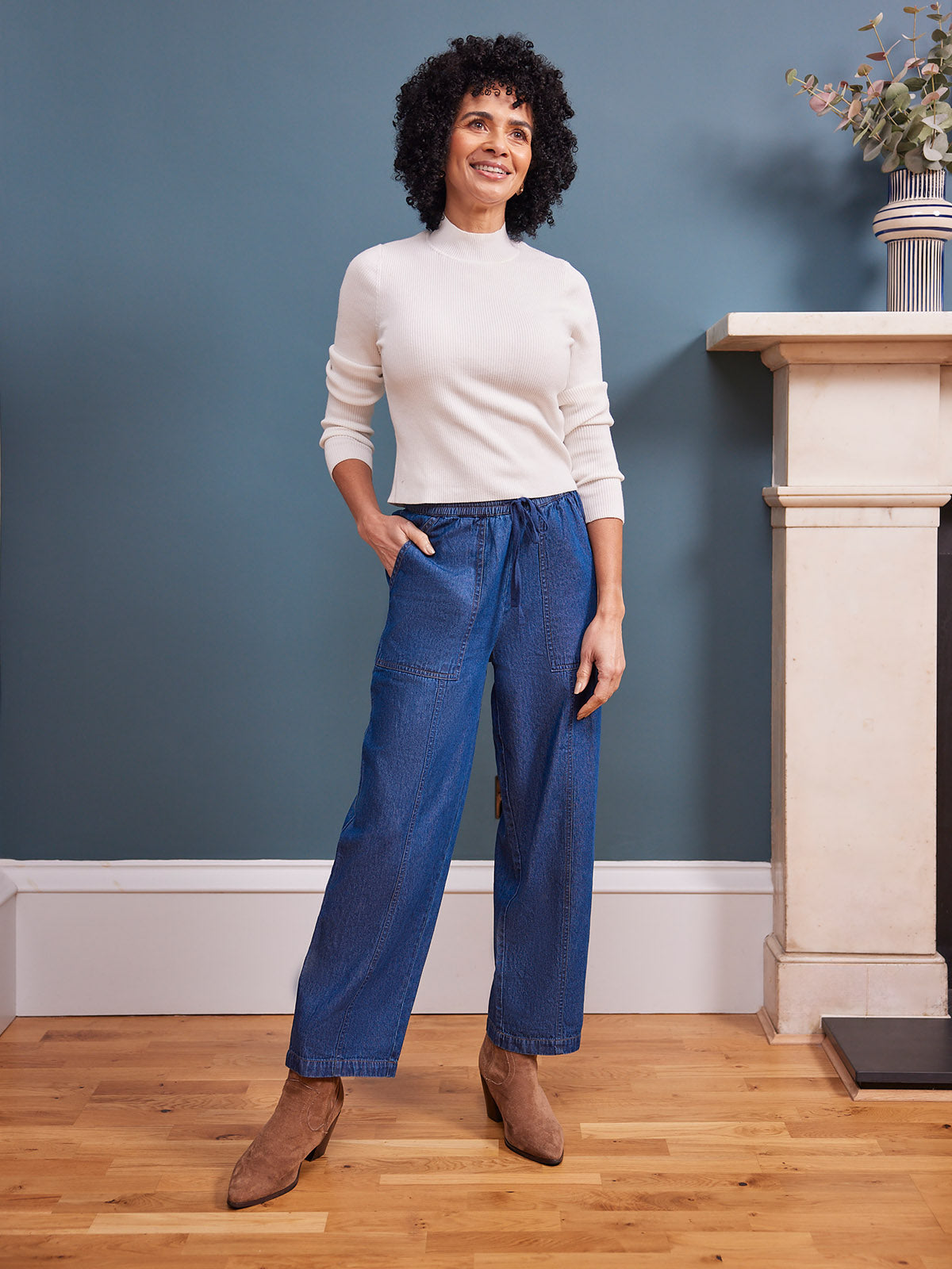 Lynn Drawcord Waist Trouser - Denim – This is Unfolded
