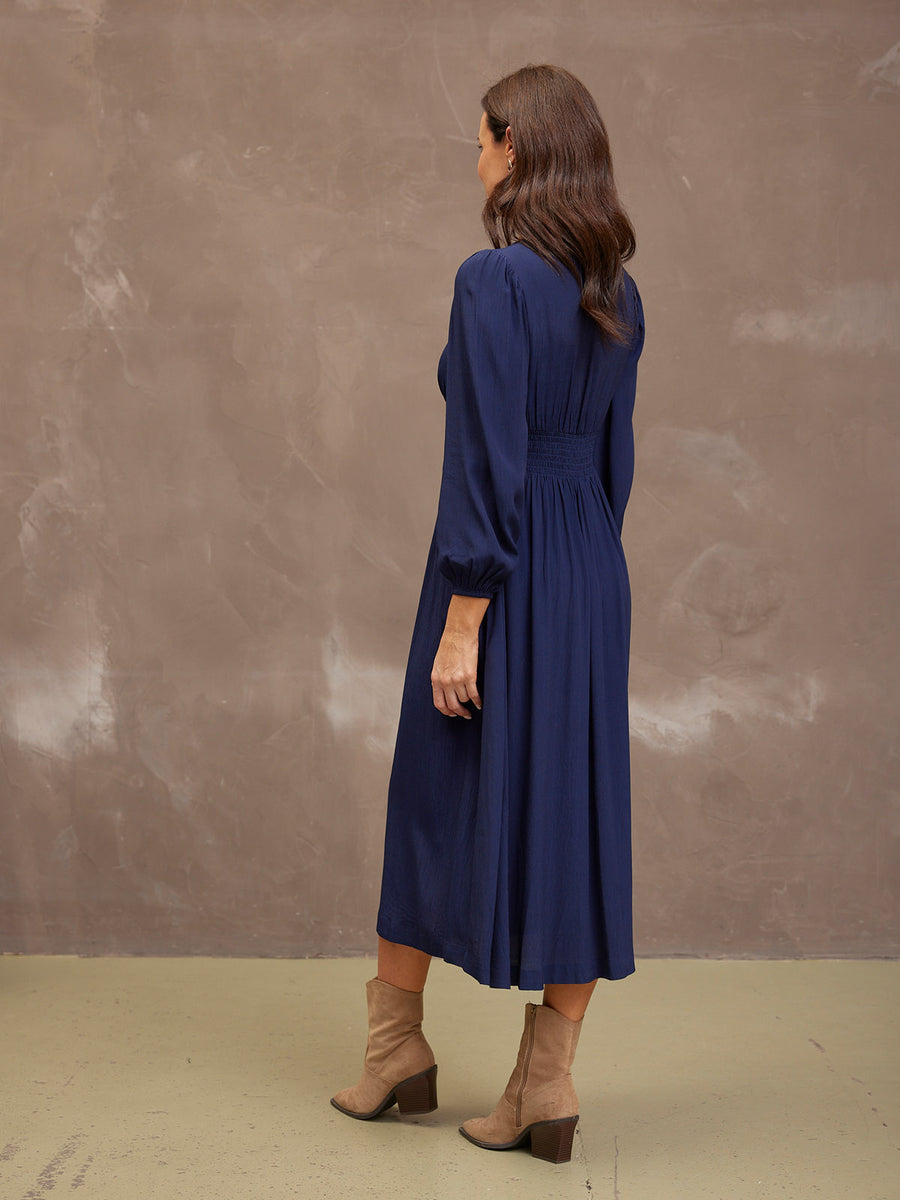 Maddie V-Neck Dress - Navy