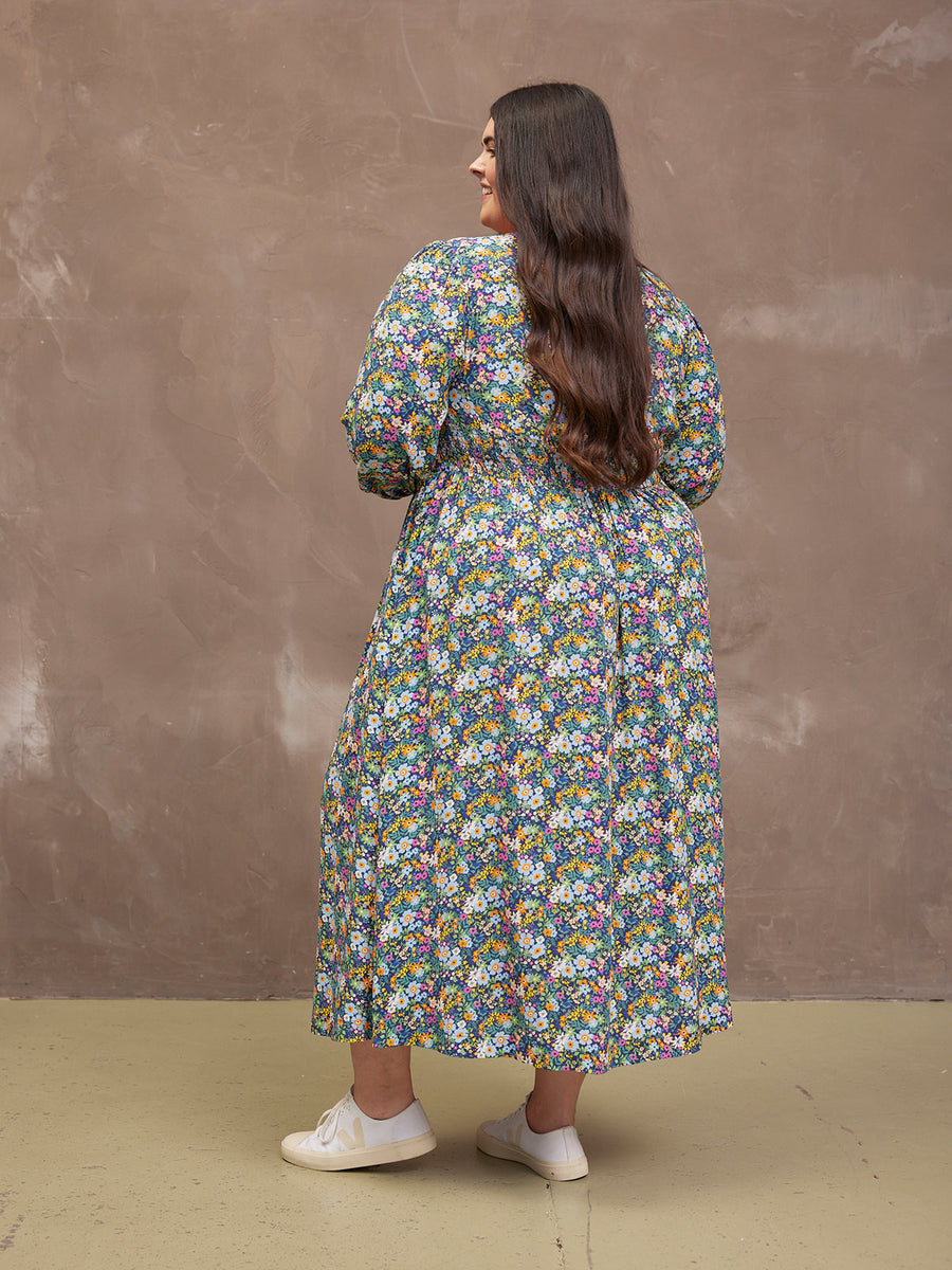 Maddie V-Neck Dress - Multi Coloured Floral