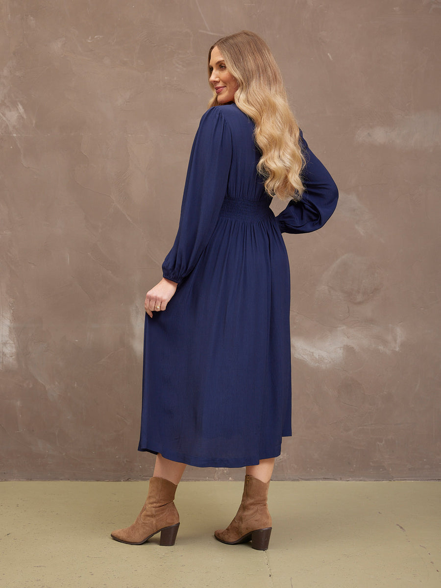 Maddie V-Neck Dress - Navy