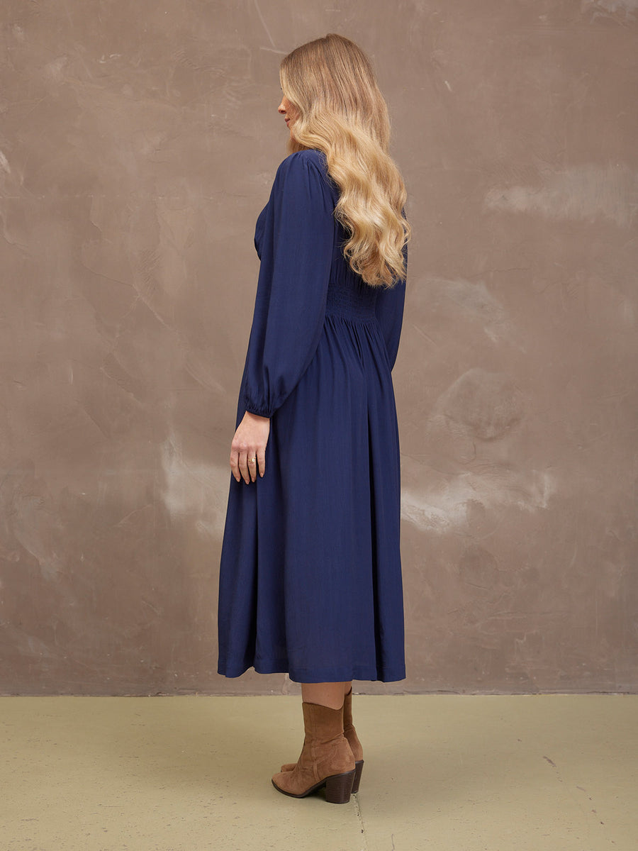 Maddie V-Neck Dress - Navy