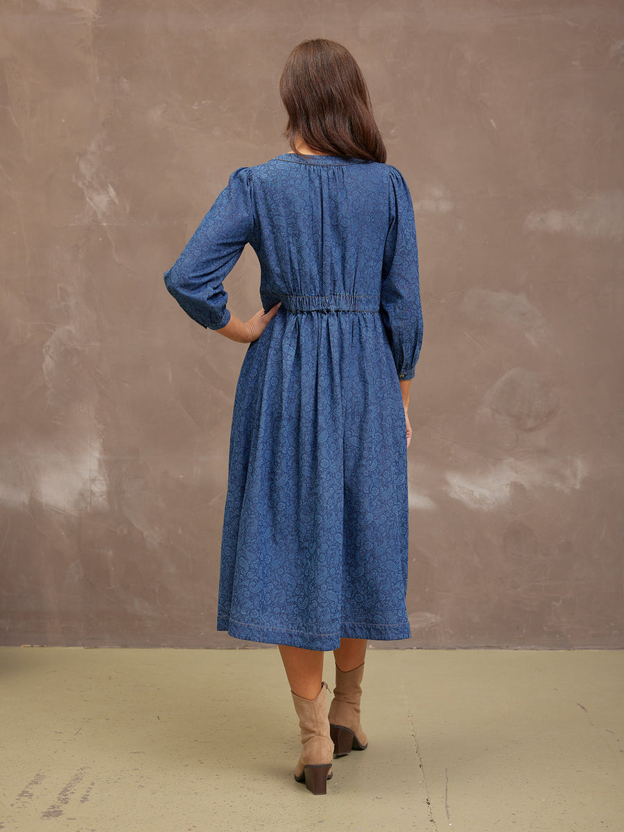 patterned denim dress Mia Polka Dot Denim Dress