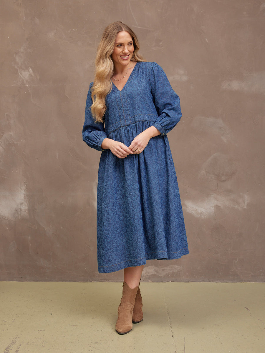 Jessica V-Neck Denim Dress