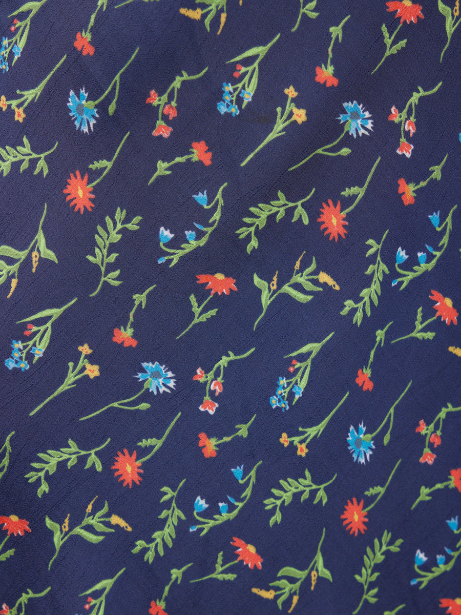 Monica V-Neck Tea Dress - Navy Floral