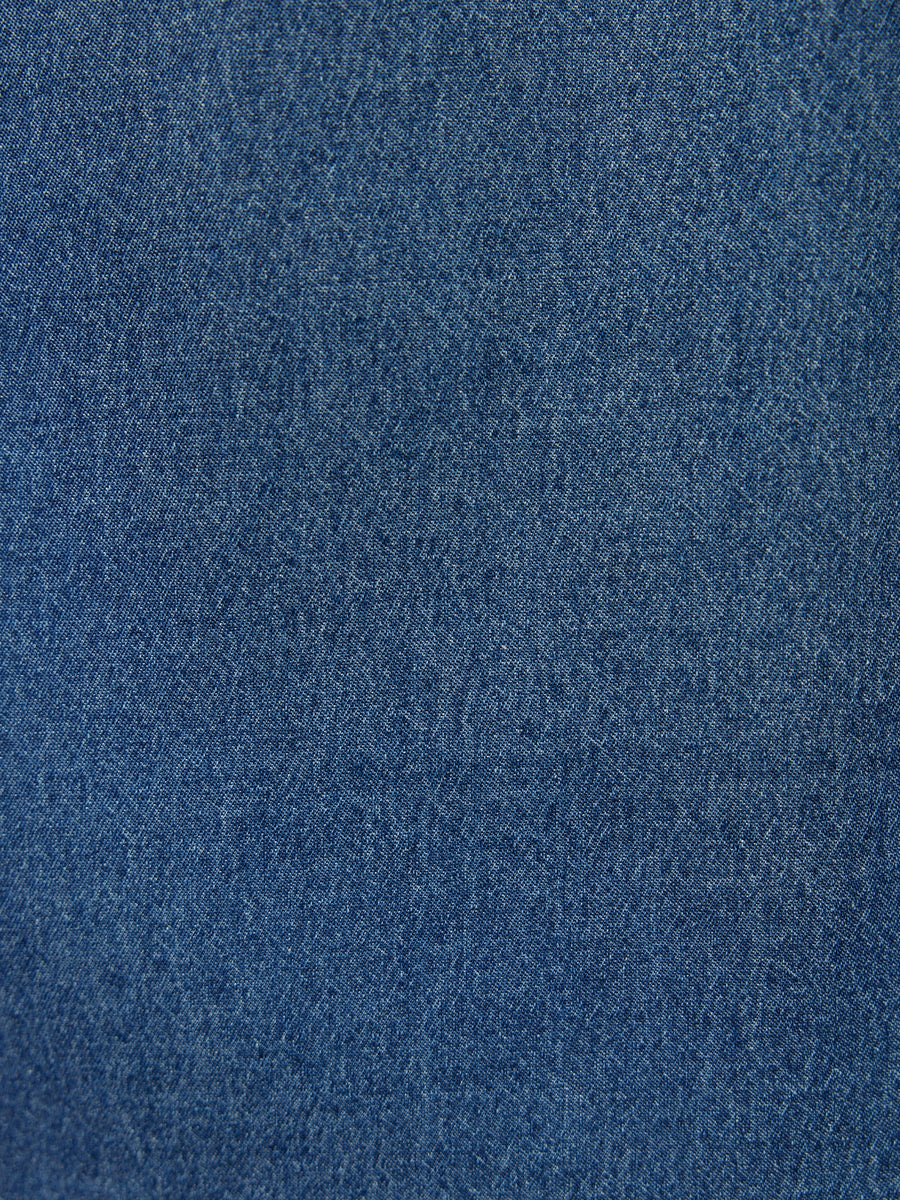 Gina Floral Decor Detail Denim Dress - Blue