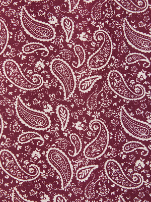 Gillian Shirred Bodice Dress - Maroon Paisley Print