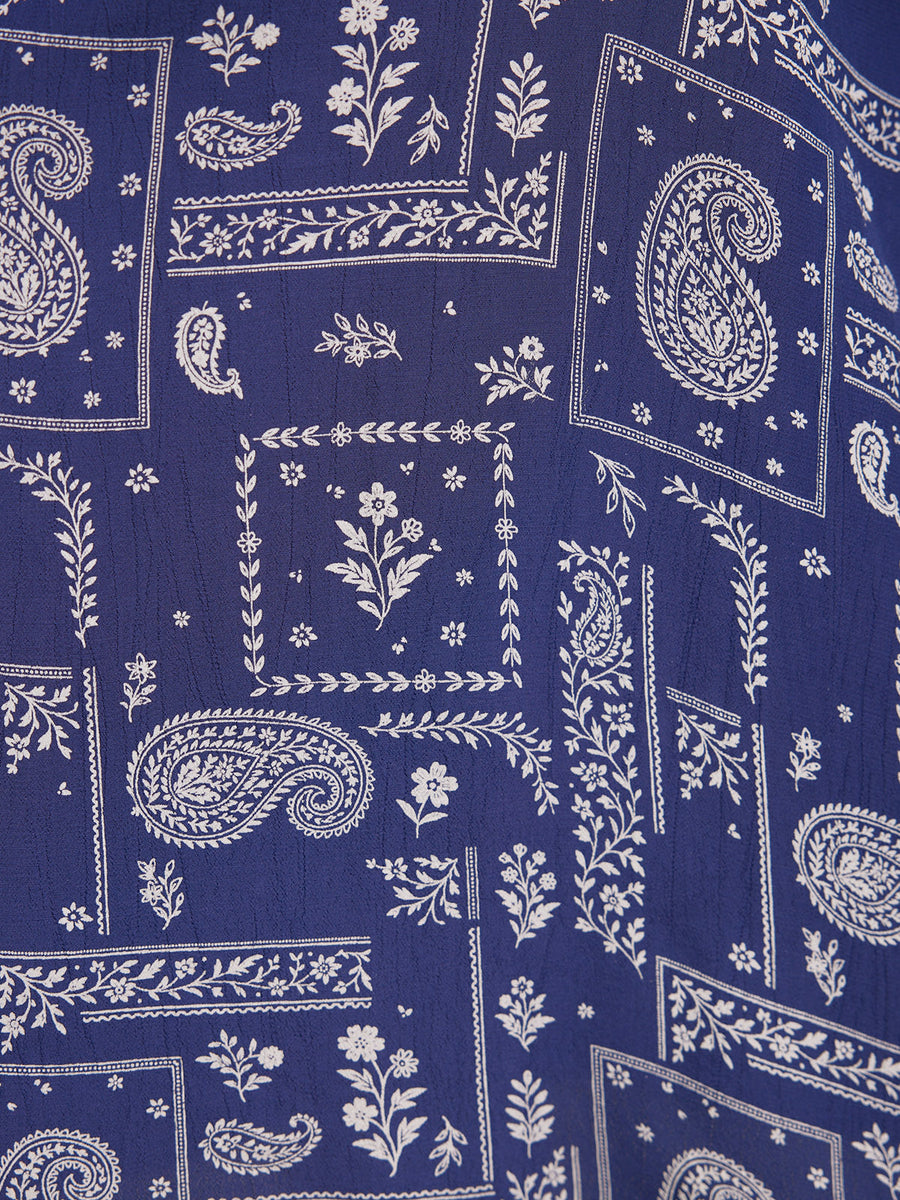 Naaila Paisley Dress - Navy