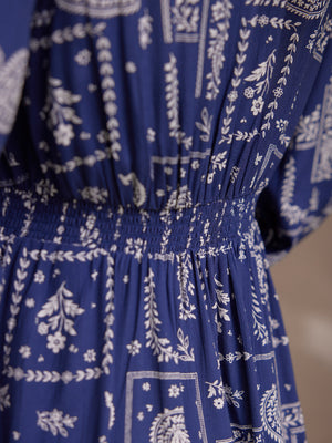 Naaila Paisley Dress - Navy