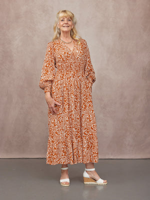 _0018s_0019_C24-Carrie-Shirred-Waist-Dress-Burnt-Orange-and-Ecru-Block-Print-CUSTOMER-01.jpg