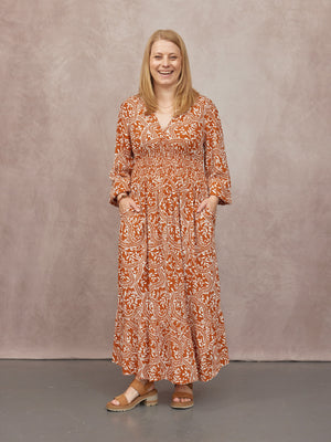_0018s_0020_C24-Carrie-Shirred-Waist-Dress-Burnt-Orange-and-Ecru-Block-Print-CUSTOMER-02.jpg