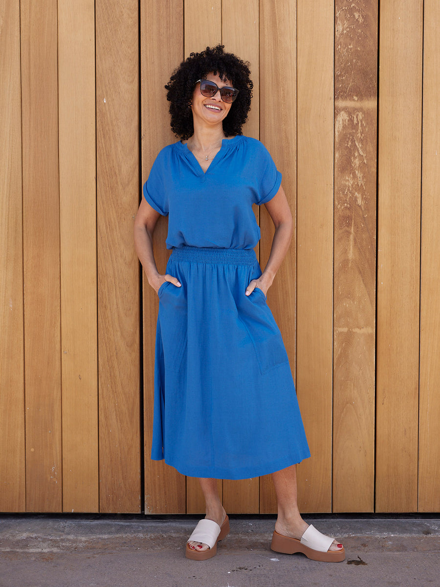 Julie Pocket Front Linen Skirt