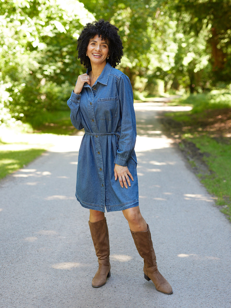 ava denim dress Olivaceous Ava Denim Dress sm