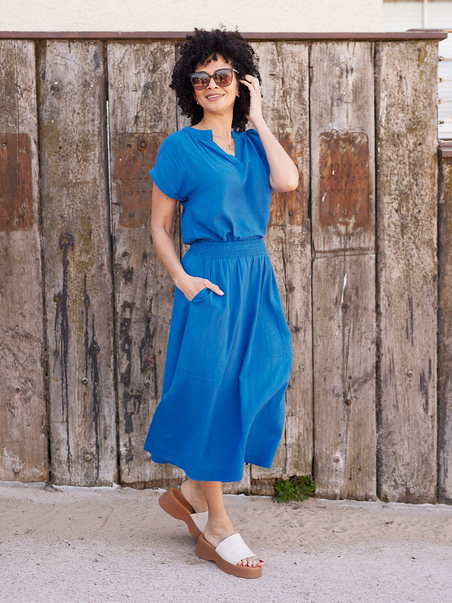 Julie Pocket Front Linen Skirt