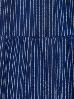 Alicia Long Sleeve Tiered Stripe Dress - Navy & White