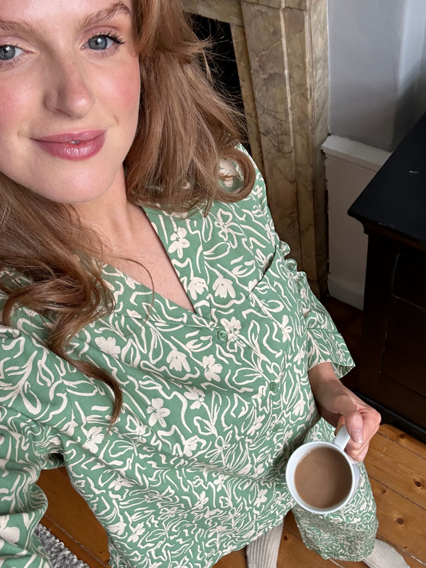 Rosie - Poplin Pyjama - Green & Cream