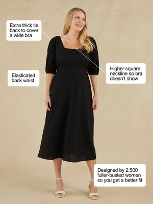 Abby - Square Neck Cut Out Backless Dress - Black