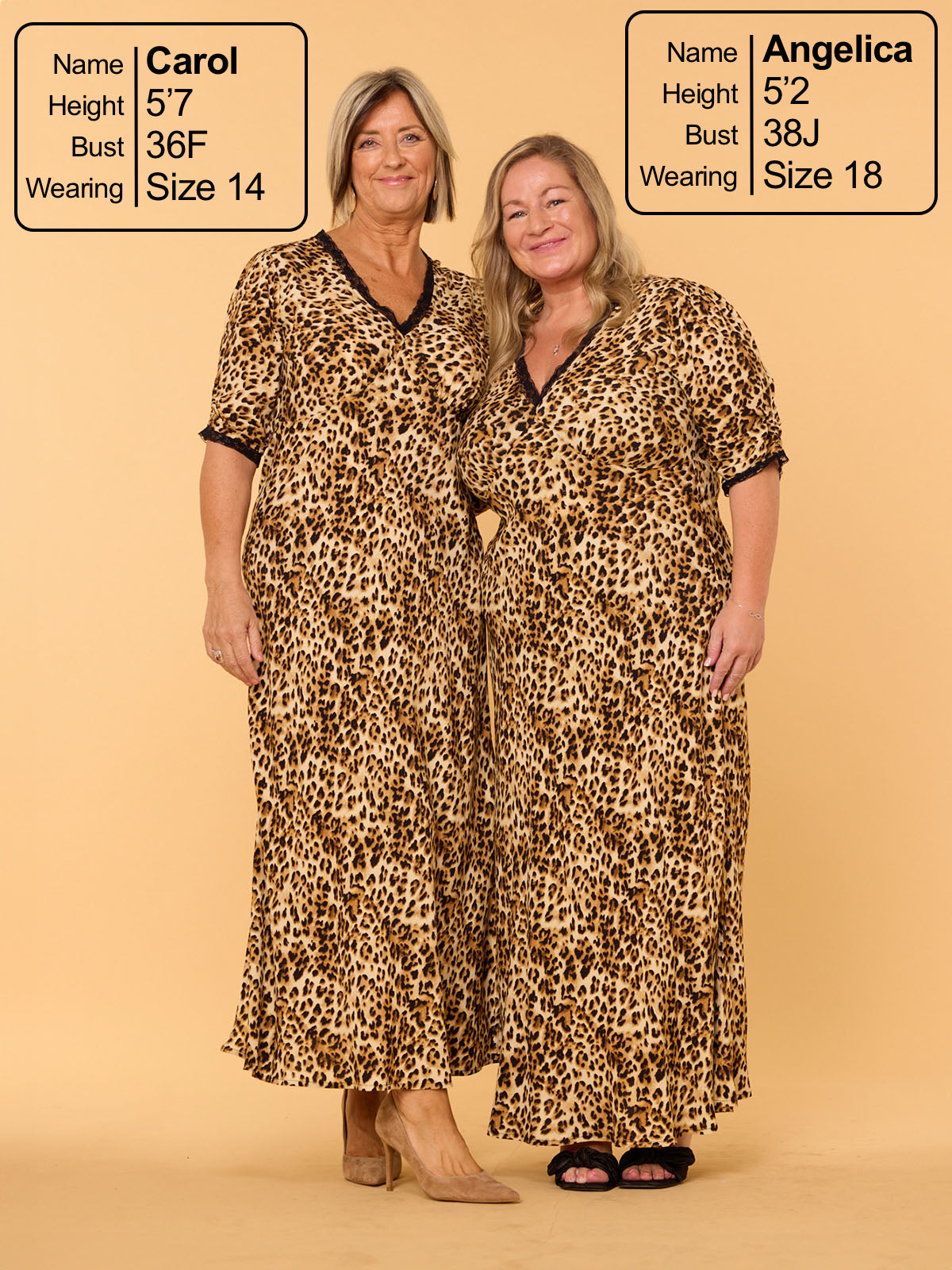 Angelica - Lace Trim Midi Dress - Leopard Print This is Unfolded Angelica - Lace Trim Midi Dress - Leopard Print This is Unfolded