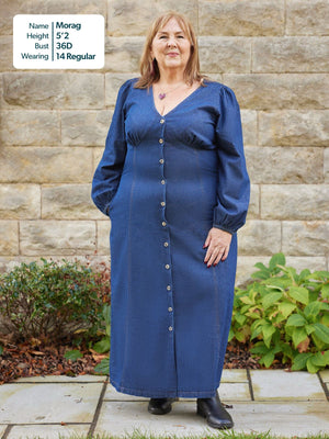 Anne - Button Through Denim Dress