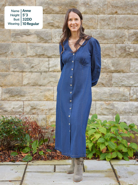 Anne - Button Through Denim Dress
