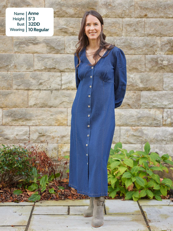 Anne - Button Through Denim Dress