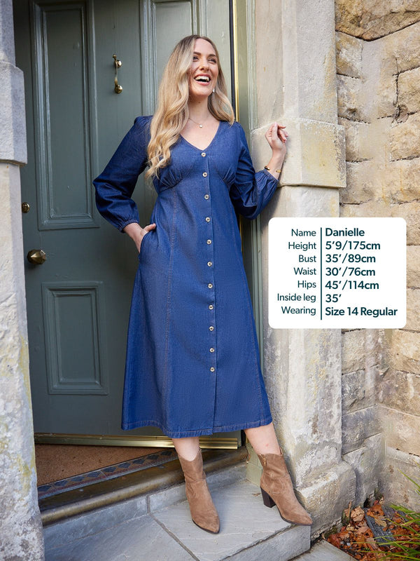 Anne - Button Through Denim Dress