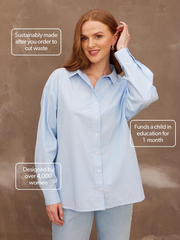 Anya - Oversized Shirt - Blue Pinstripe