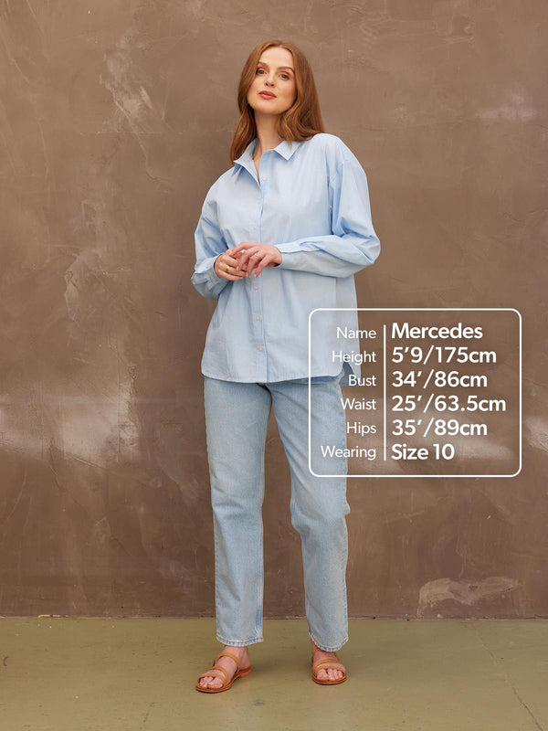 Anya - Oversized Shirt - Blue Pinstripe