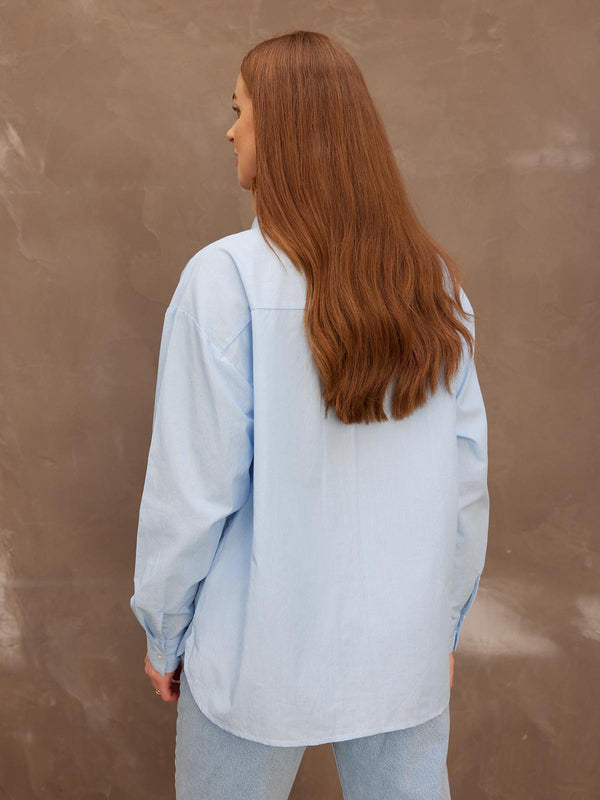 Anya - Oversized Shirt - Blue Pinstripe