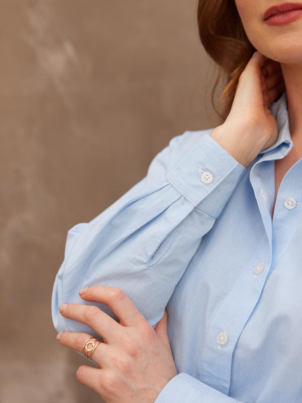 Anya - Oversized Shirt - Blue Pinstripe