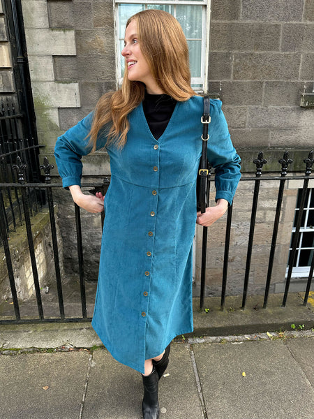 Aria - Cord Midi Dress - Teal