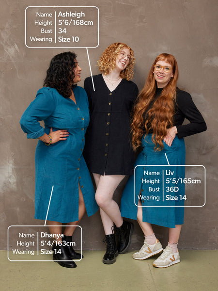 Aria - Cord Midi Dress - Black