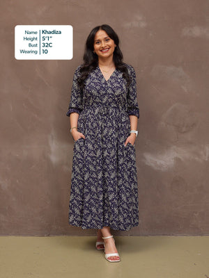 Ashleigh Shirt Dress - Navy Floral Print