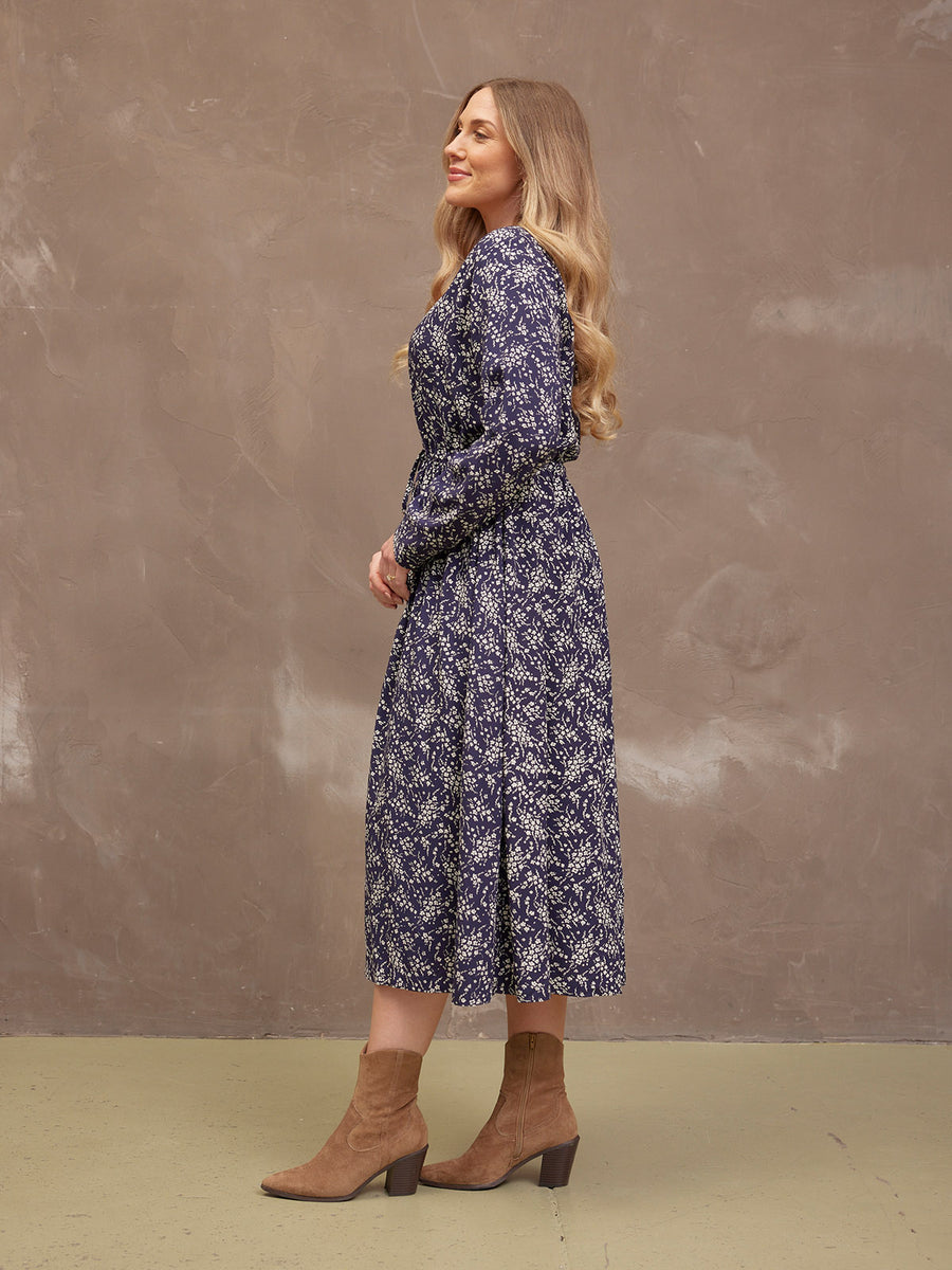 Ashleigh Shirt Dress - Navy Floral Print