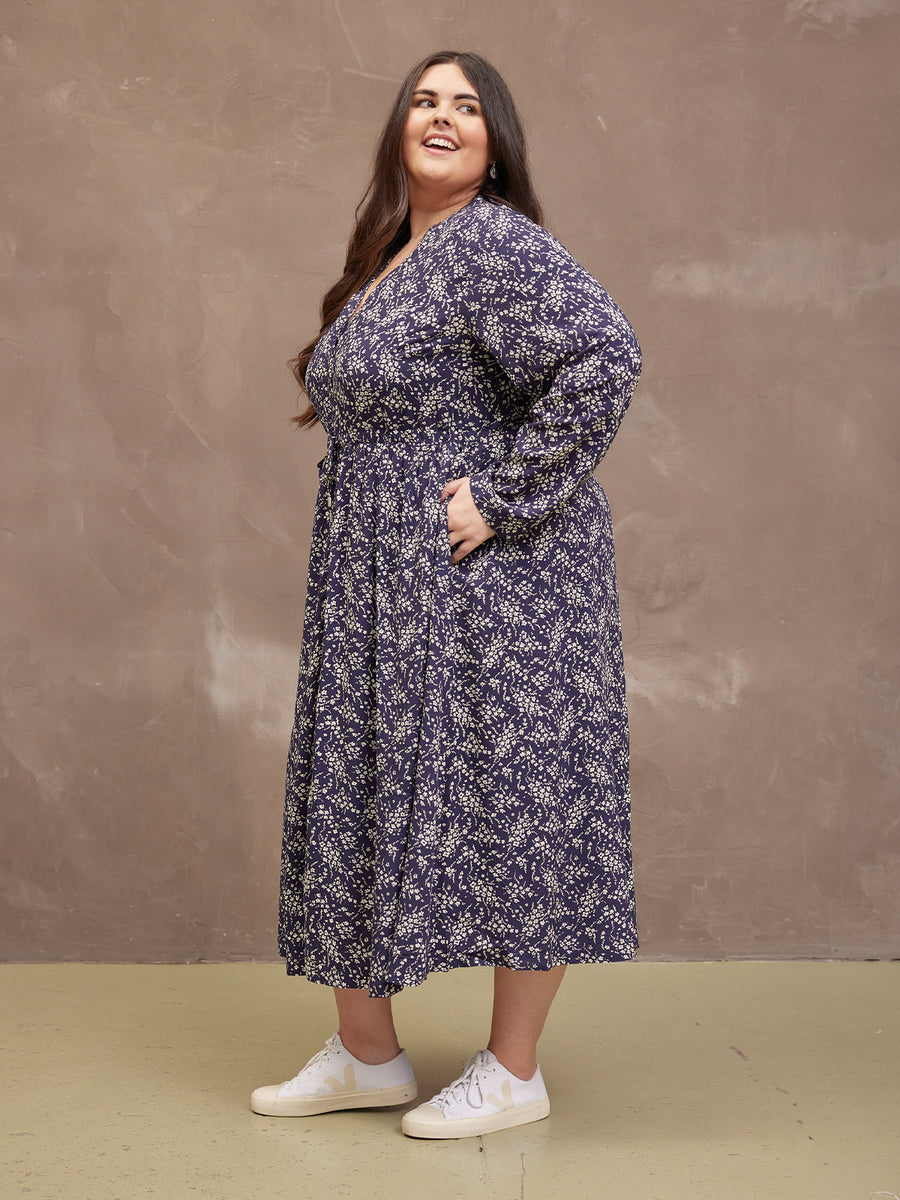 Ashleigh Shirt Dress - Navy Floral Print
