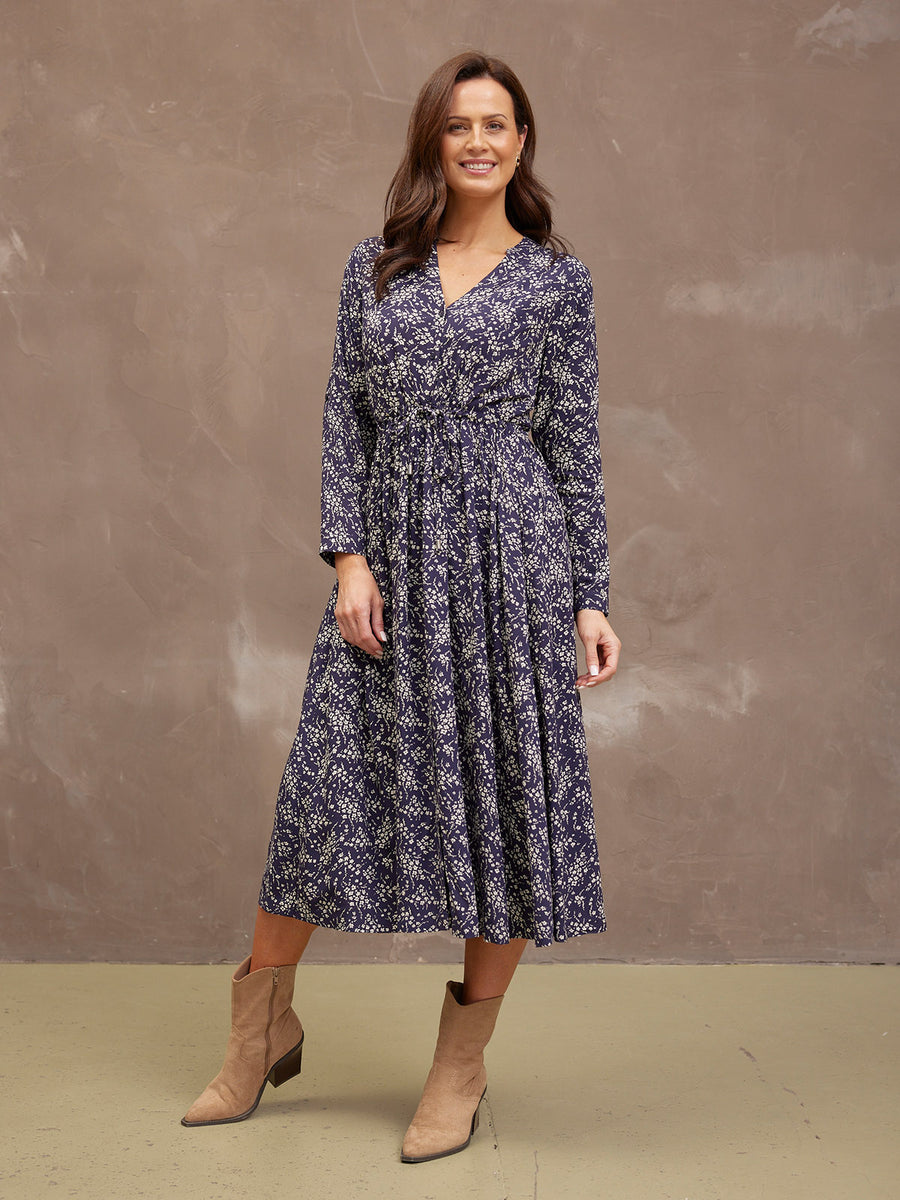 Ashleigh Shirt Dress - Navy Floral Print