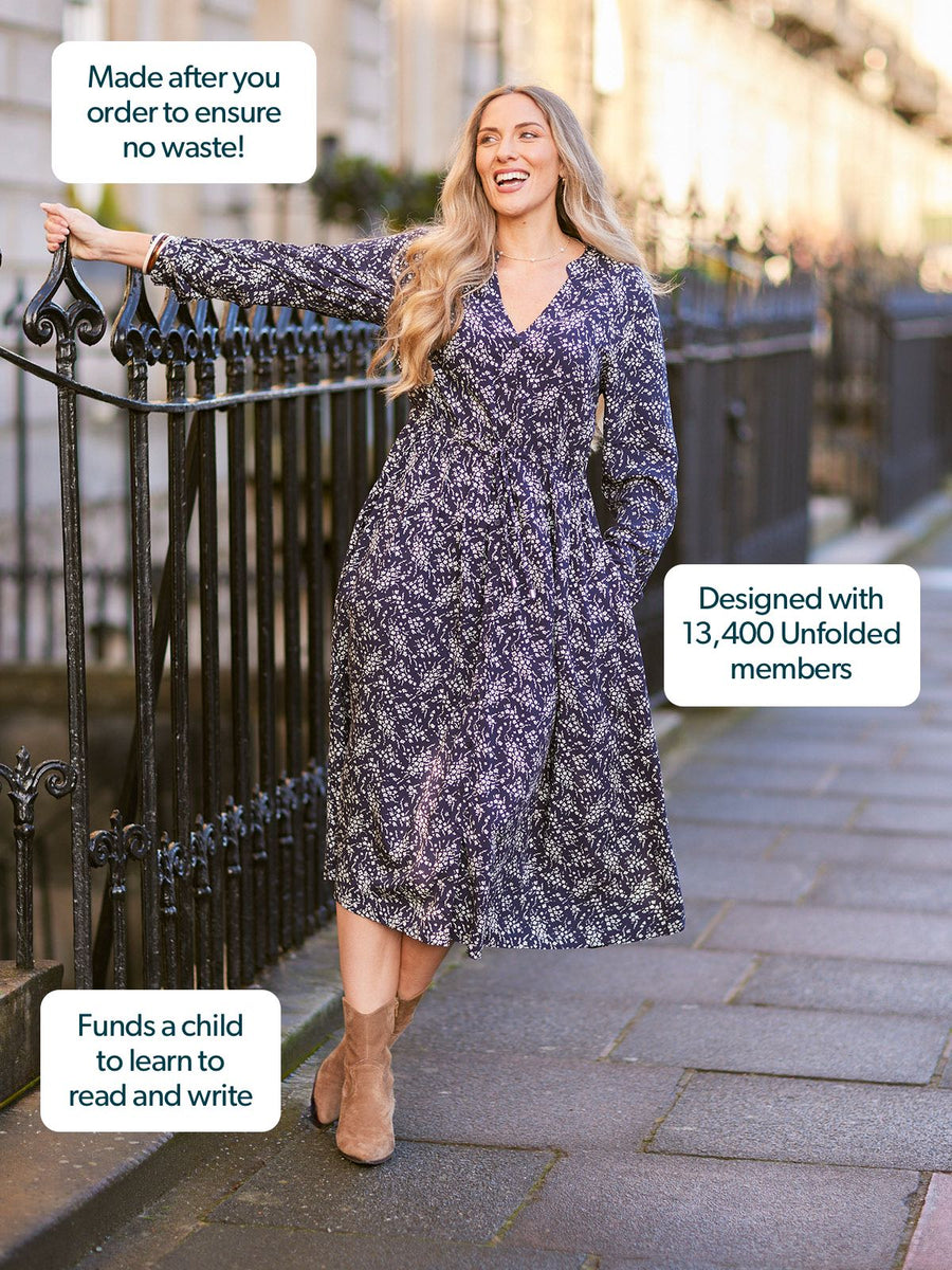 Ashleigh Shirt Dress - Navy Floral Print