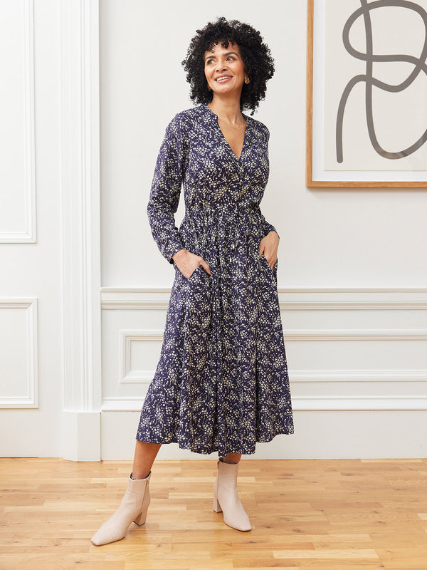 Ashleigh Shirt Dress - Navy Floral Print