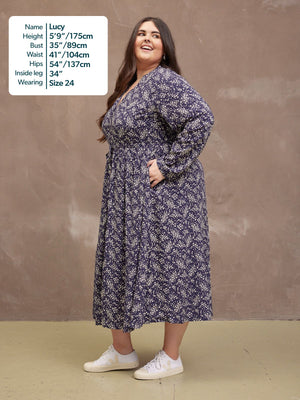 Ashleigh Shirt Dress - Navy Floral Print