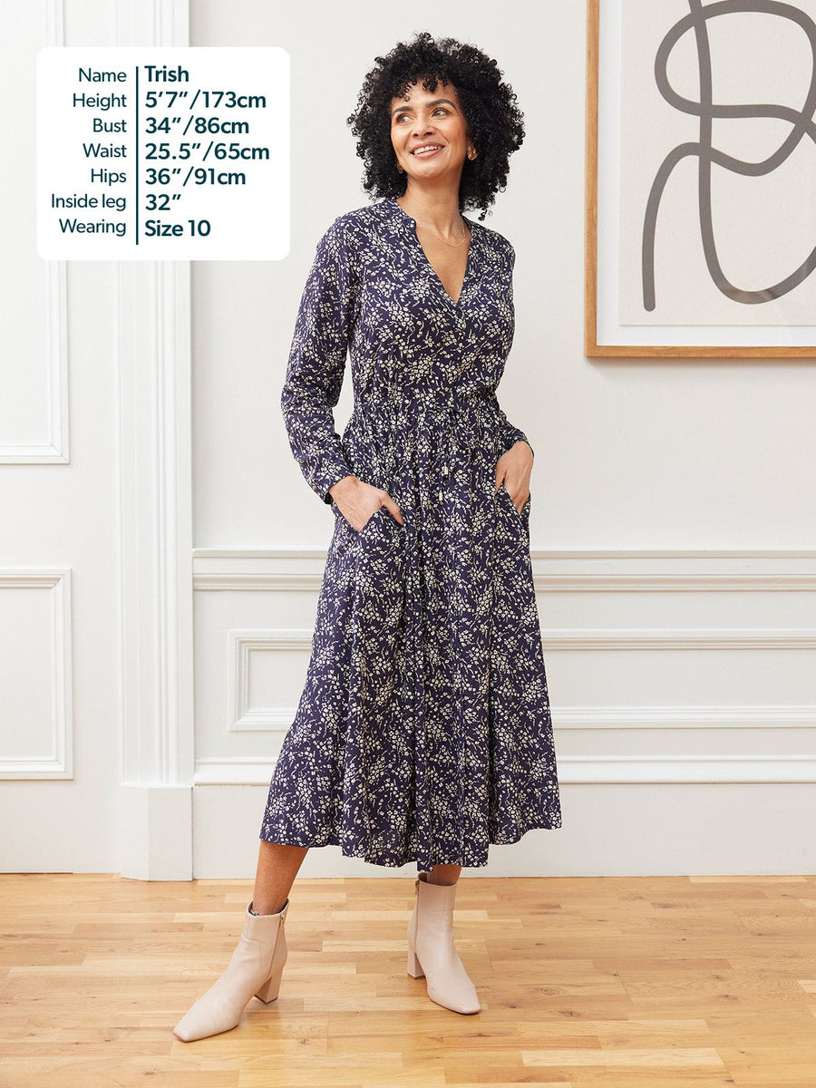 Ashleigh Shirt Dress - Navy Floral Print